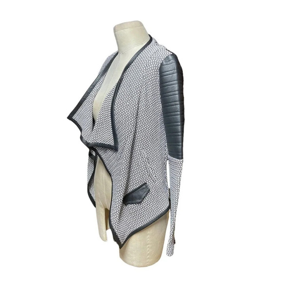 Generation Love Aston Bonded Faux-Leather Boucle Cardigan Blazer Size S - Picture 5 of 11